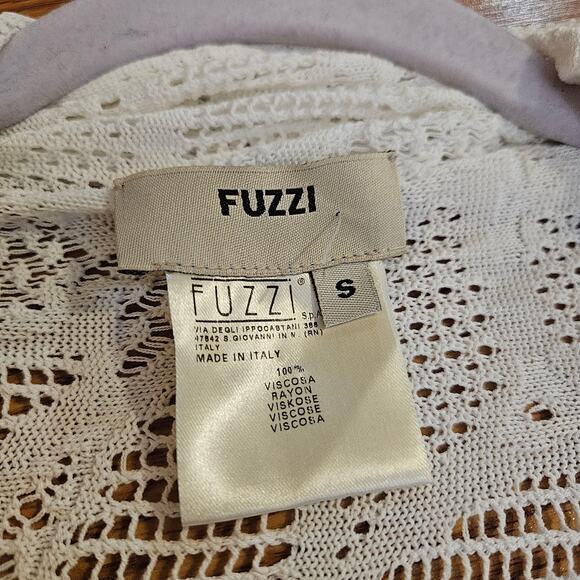 FUZZI Taupe Yarn Open Lace Cardigan SZ S Made in Italy - Picture 3 of 5